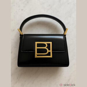 By Far Fran Semi Patent Leather Satchel Black